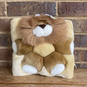 Vintage 1990s Lion Plush Pillow 10" square by Angel Toy